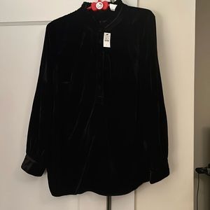 NWT Talbots black velvet blouse. Size large.